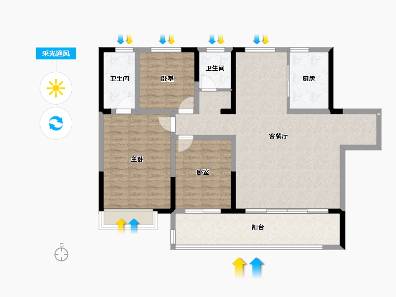 河南省-洛阳市-建业滨河珑府-112.05-户型库-采光通风