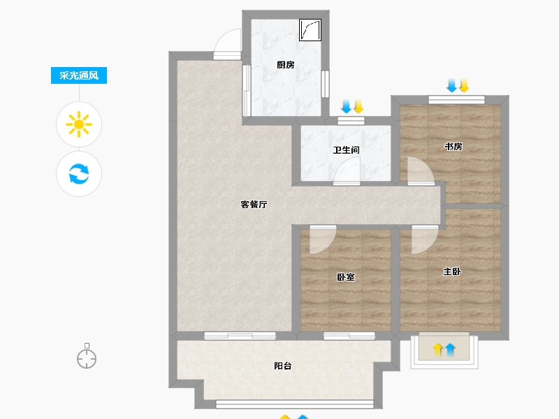 安徽省-阜阳市-保利颍州堂悦-76.34-户型库-采光通风