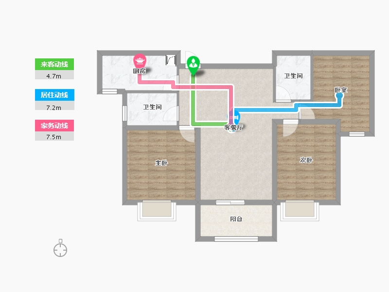 山东省-菏泽市-曹州名郡-88.80-户型库-动静线