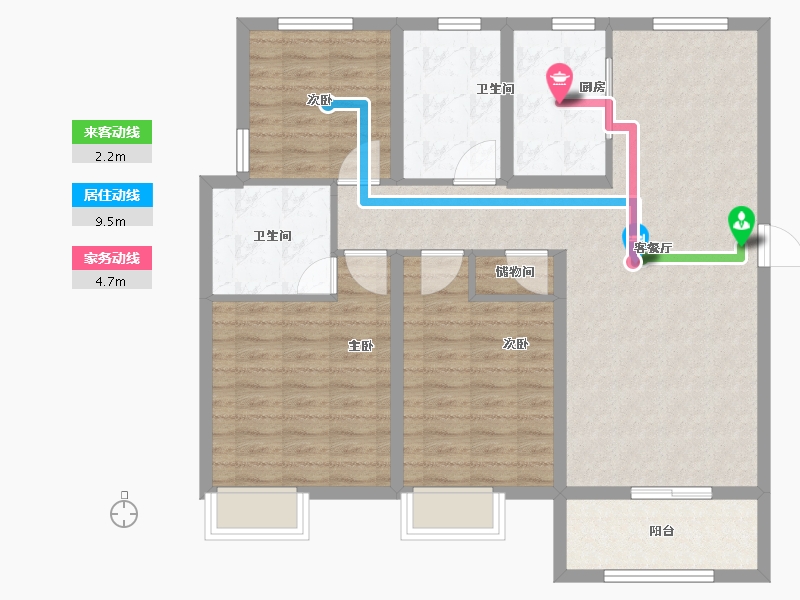 安徽省-淮北市-港利文庭雅苑-101.60-户型库-动静线