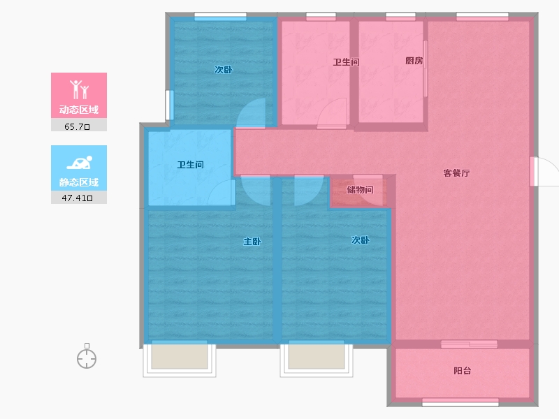 安徽省-淮北市-港利文庭雅苑-101.60-户型库-动静分区