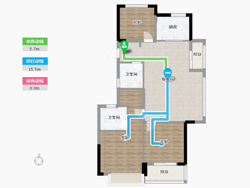 浙江省-金华市-婺江印月-90.00-户型库-动静线