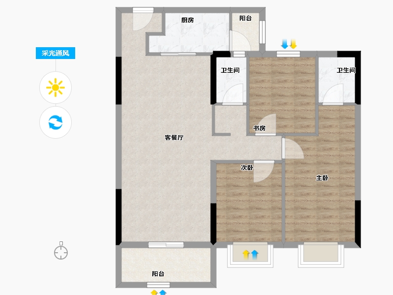 湖南省-郴州市-联兴熹玥台-92.49-户型库-采光通风