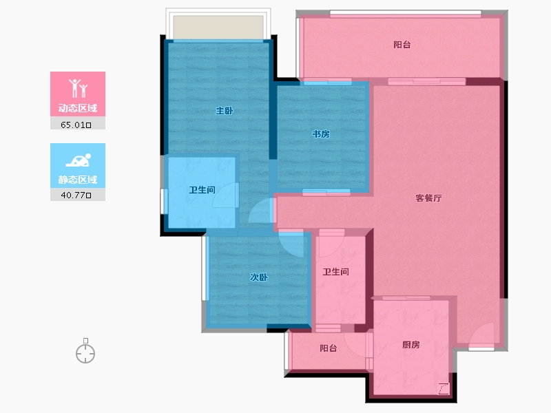 四川省-宜宾市-​华侨城三江口CBD-93.65-户型库-动静分区