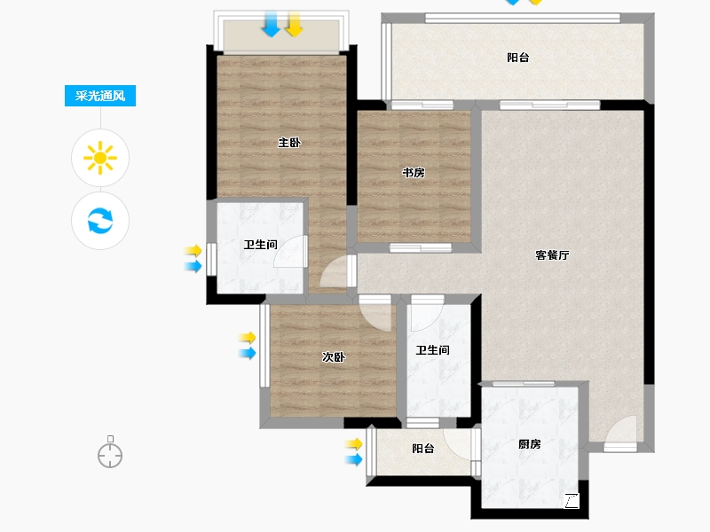 四川省-宜宾市-​华侨城三江口CBD-93.65-户型库-采光通风