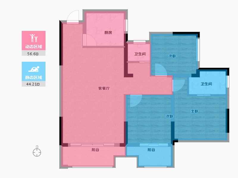 湖南省-郴州市-荣裕美丽缘-90.80-户型库-动静分区