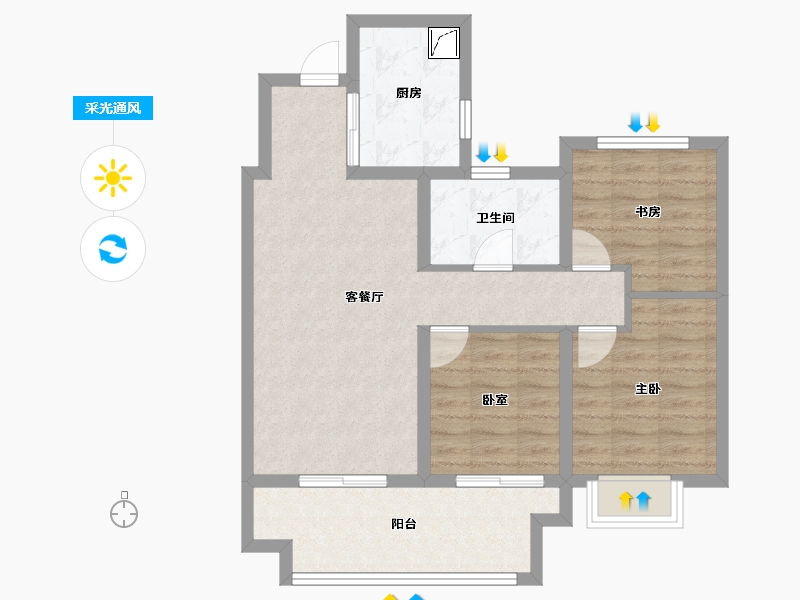 安徽省-阜阳市-保利颍州堂悦-75.46-户型库-采光通风