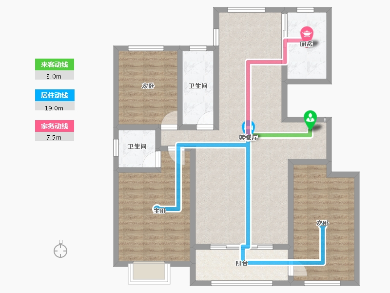 新疆维吾尔自治区-伊犁哈萨克自治州-印象江南-106.66-户型库-动静线