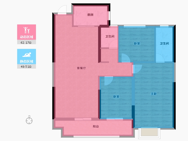 山东省-菏泽市-正东凯旋豪庭-100.80-户型库-动静分区