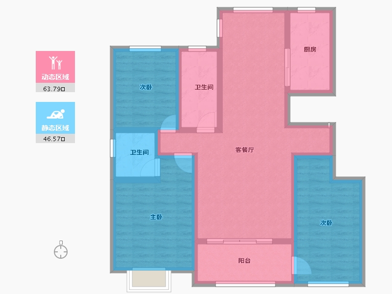 新疆维吾尔自治区-伊犁哈萨克自治州-印象江南-98.01-户型库-动静分区