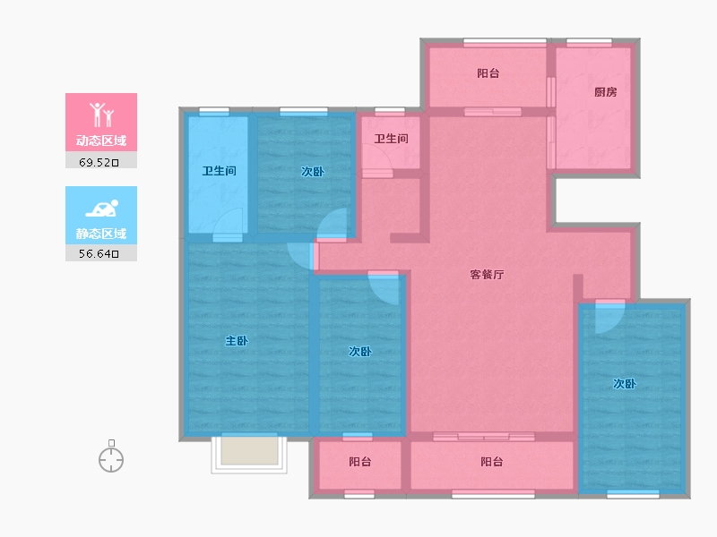 新疆维吾尔自治区-伊犁哈萨克自治州-印象江南-110.50-户型库-动静分区