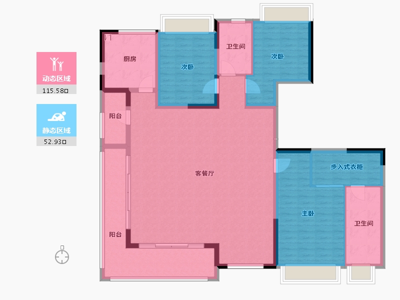 云南省-昆明市-世博生态城蓝湖邻里​-153.55-户型库-动静分区