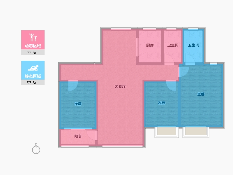 山东省-淄博市-鸿泰花漾城-117.61-户型库-动静分区