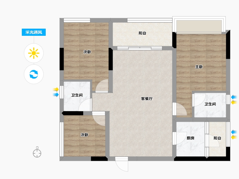 四川省-内江市-创宇紫金天成-74.54-户型库-采光通风