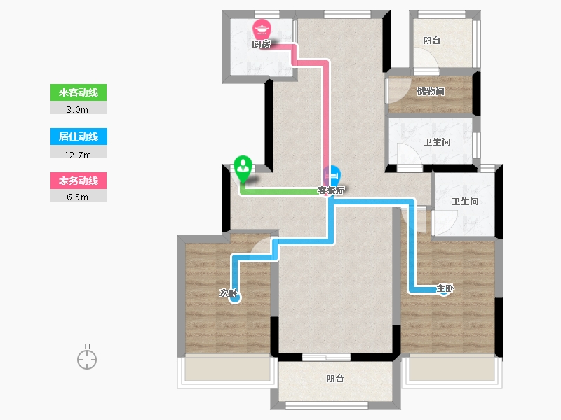 广东省-梅州市-中南雅居乐-90.43-户型库-动静线