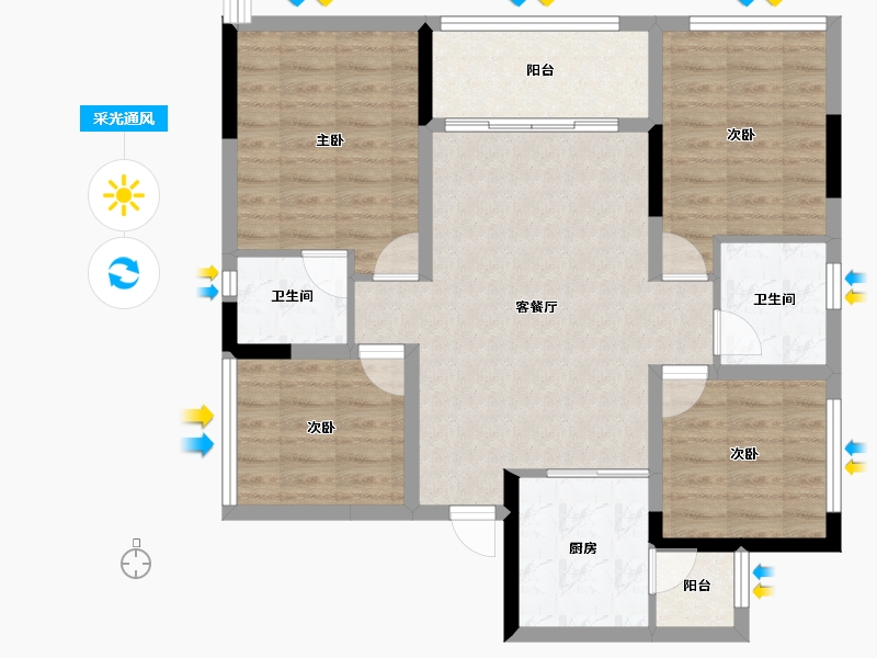 四川省-内江市-创宇紫金天成-87.76-户型库-采光通风