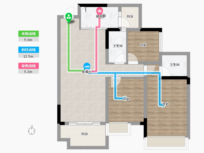 四川省-内江市-邦泰天悦城大学城1号-81.88-户型库-动静线