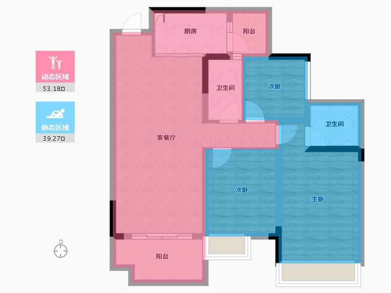 四川省-内江市-邦泰天悦城大学城1号-81.88-户型库-动静分区