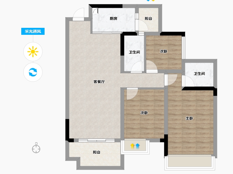 四川省-内江市-邦泰天悦城大学城1号-81.88-户型库-采光通风