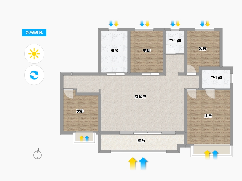 宁夏回族自治区-银川市-旭辉江南学府-120.00-户型库-采光通风