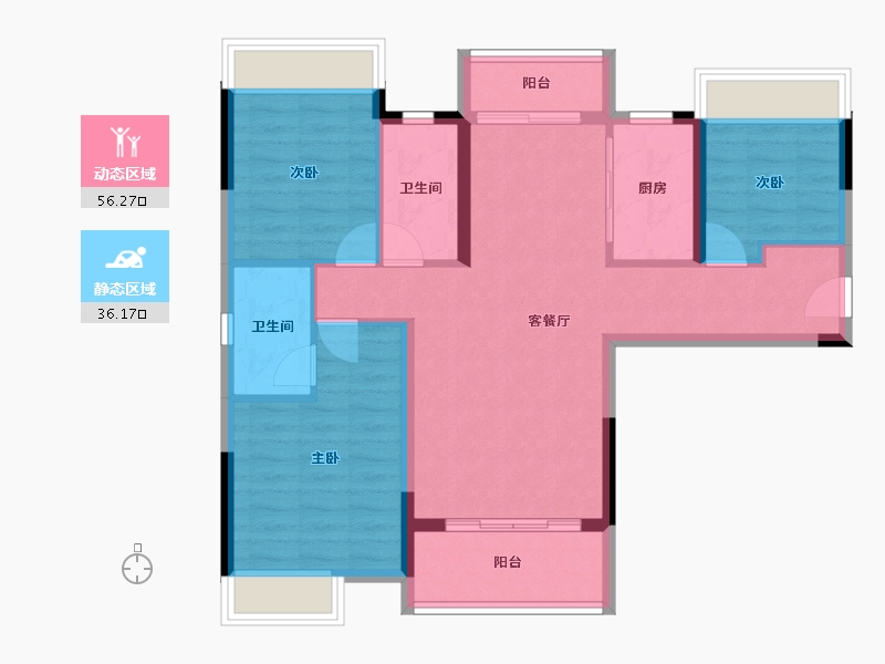 广东省-肇庆市-海伦堡和悦珑庭-82.60-户型库-动静分区