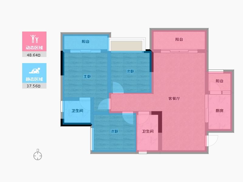 四川省-内江市-创宇紫金天成-75.99-户型库-动静分区