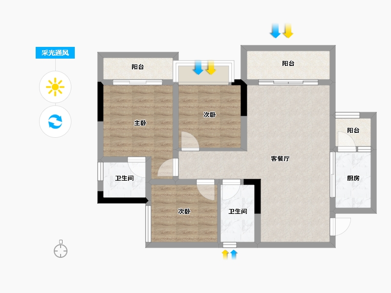 四川省-内江市-创宇紫金天成-75.99-户型库-采光通风