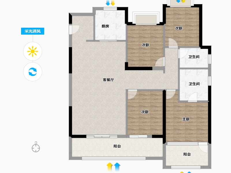 福建省-漳州市-龙海万科金域滨江-125.60-户型库-采光通风