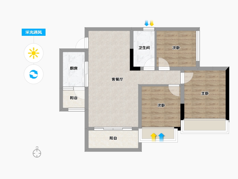 四川省-内江市-创宇紫金天成-67.17-户型库-采光通风