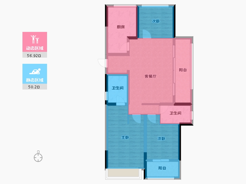 山东省-菏泽市-绿城诚园-95.42-户型库-动静分区