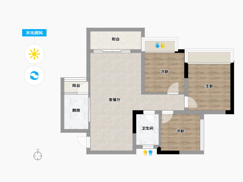 四川省-内江市-创宇紫金天成-65.25-户型库-采光通风