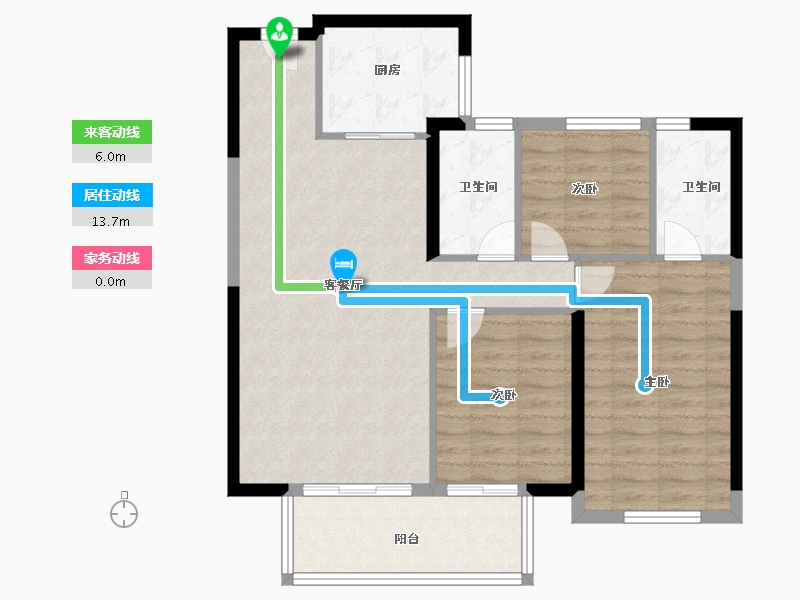 福建省-漳州市-龙海万科金域滨江-90.40-户型库-动静线