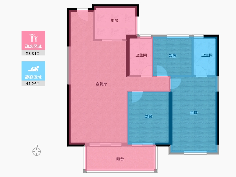 福建省-漳州市-龙海万科金域滨江-90.40-户型库-动静分区