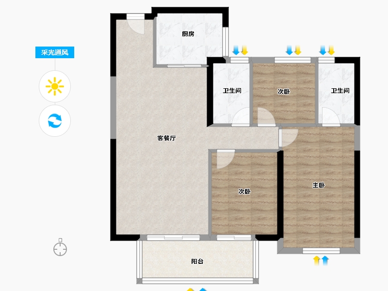 福建省-漳州市-龙海万科金域滨江-90.40-户型库-采光通风