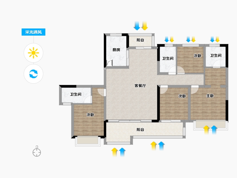 四川省-成都市-金科博翠山-124.00-户型库-采光通风