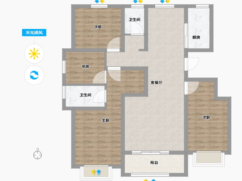 山东省-菏泽市-东城云玺-100.01-户型库-采光通风