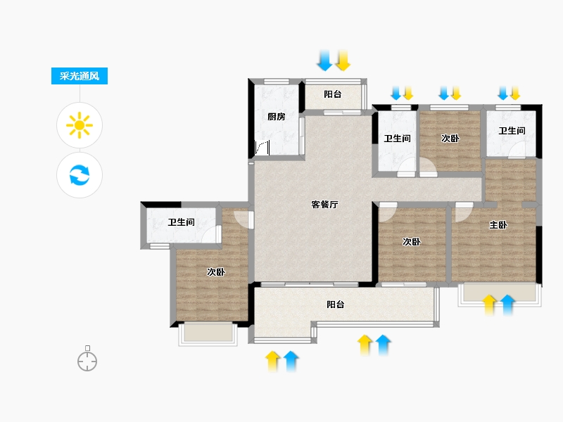 四川省-成都市-金科博翠湾-124.19-户型库-采光通风