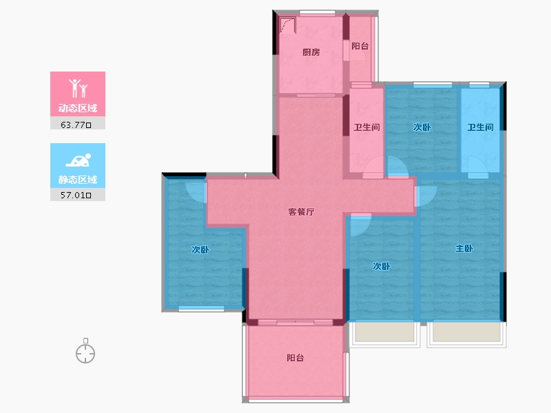 四川省-成都市-金科博翠山-107.18-户型库-动静分区