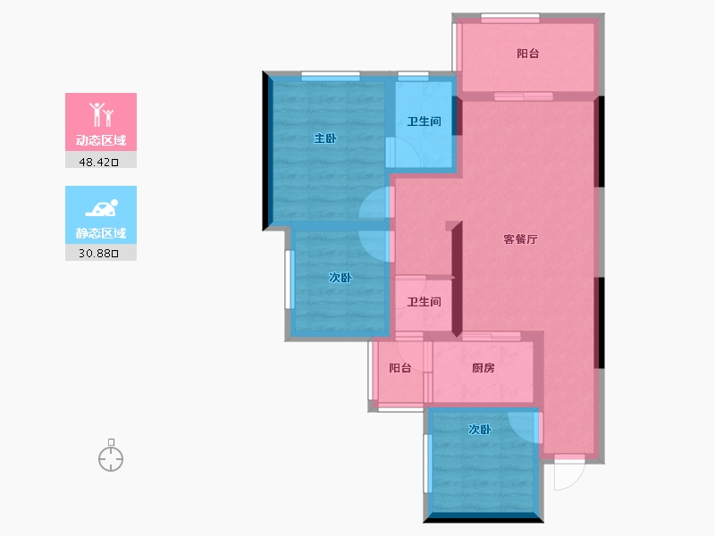 四川省-南充市-白鹭洲二期-68.89-户型库-动静分区