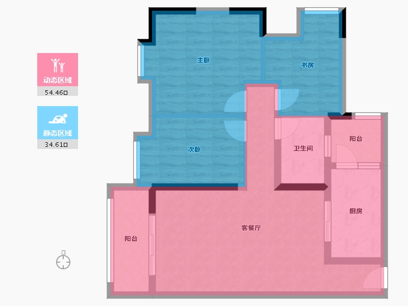 广东省-广州市-荷塘月色-78.00-户型库-动静分区