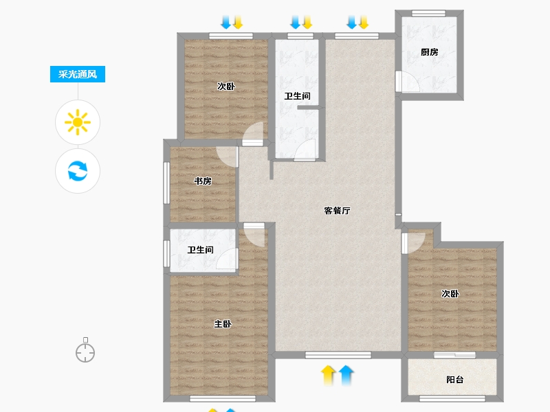 山东省-淄博市-宁宇富城花苑-123.45-户型库-采光通风