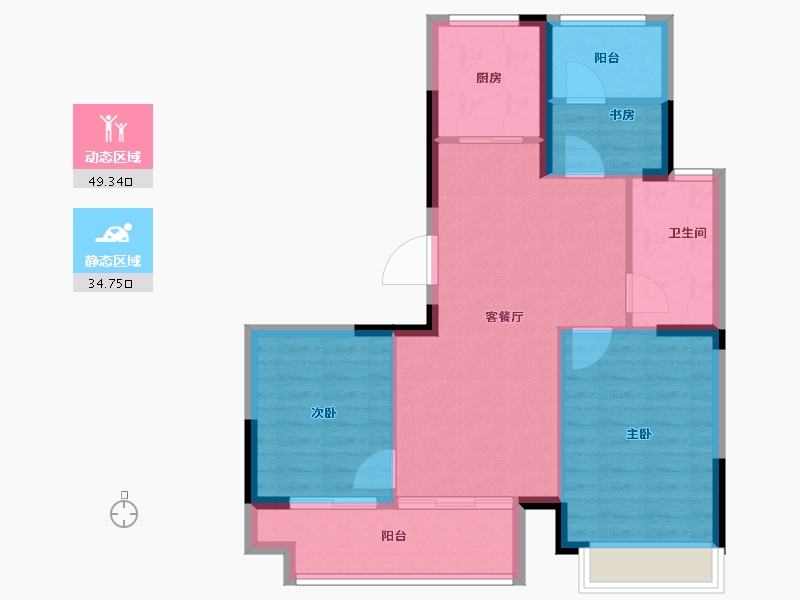 江苏省-盐城市-​百禾小镇二期绿城百禾-76.00-户型库-动静分区