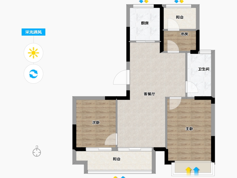 江苏省-盐城市-​百禾小镇二期绿城百禾-76.00-户型库-采光通风