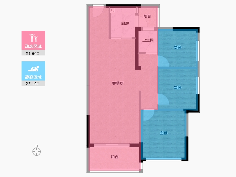 广东省-惠州市-冠华城桂香园-70.58-户型库-动静分区