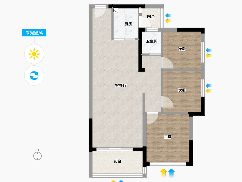 广东省-惠州市-冠华城桂香园-70.58-户型库-采光通风