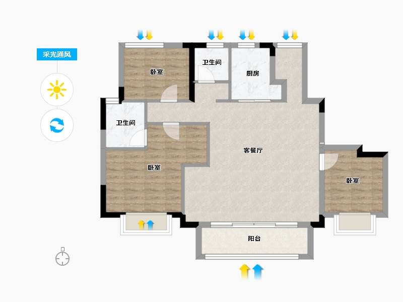 广西壮族自治区-柳州市-保利·明玥山语-87.54-户型库-采光通风