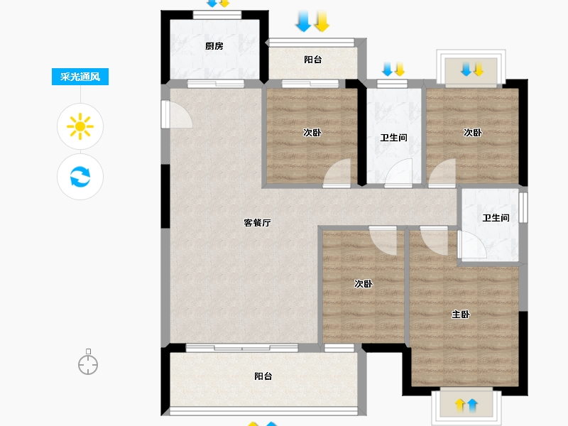 福建省-龙岩市-源昌誉璟台-88.00-户型库-采光通风