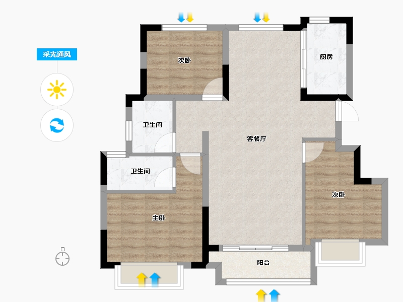 四川省-眉山市-天府万科城-80.79-户型库-采光通风