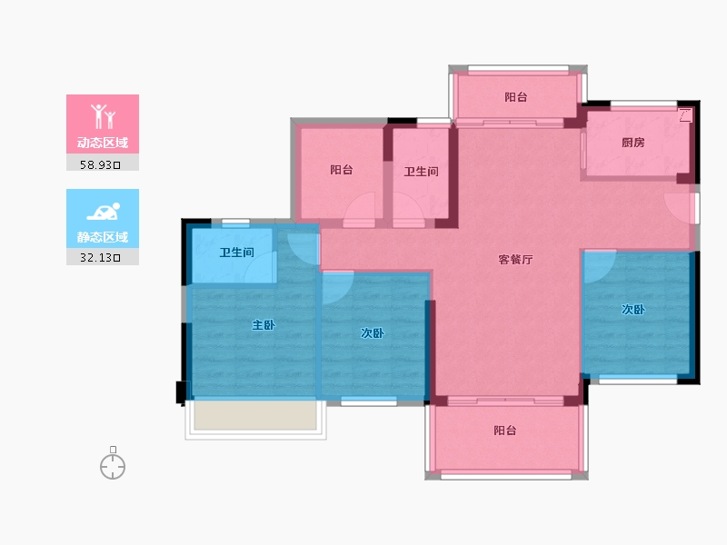 广东省-惠州市-冠华城桂香园-81.21-户型库-动静分区