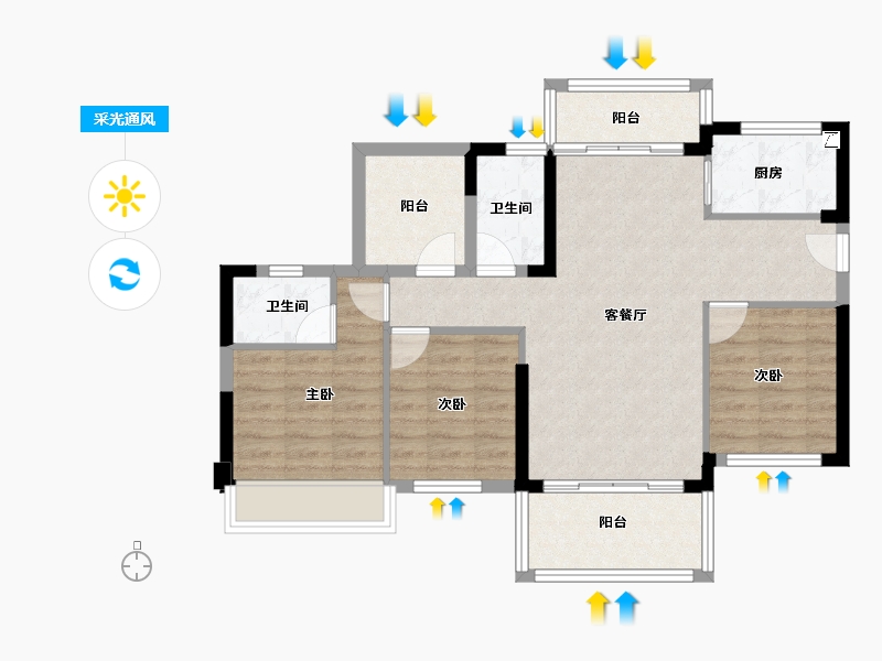 广东省-惠州市-冠华城桂香园-81.21-户型库-采光通风